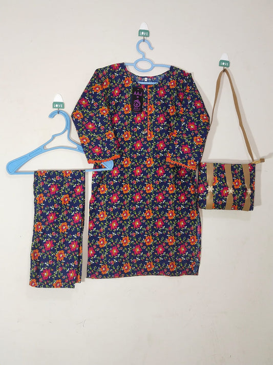 Classic printed dress with Carry bag