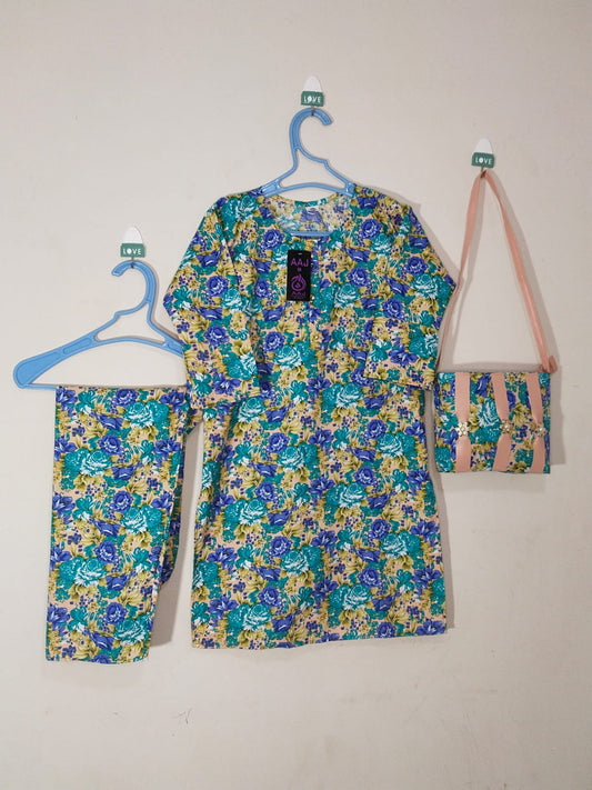 Classic printed dress with Carry bag