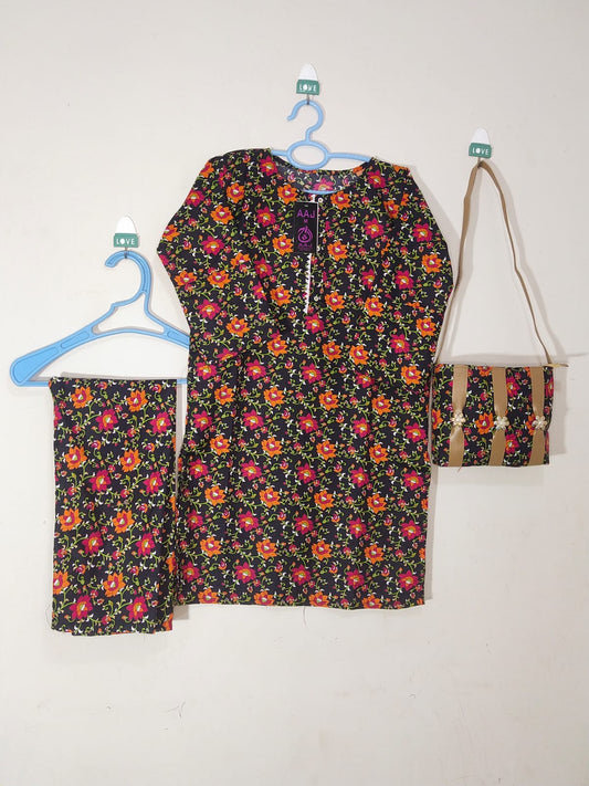Classic printed dress with Carry bag